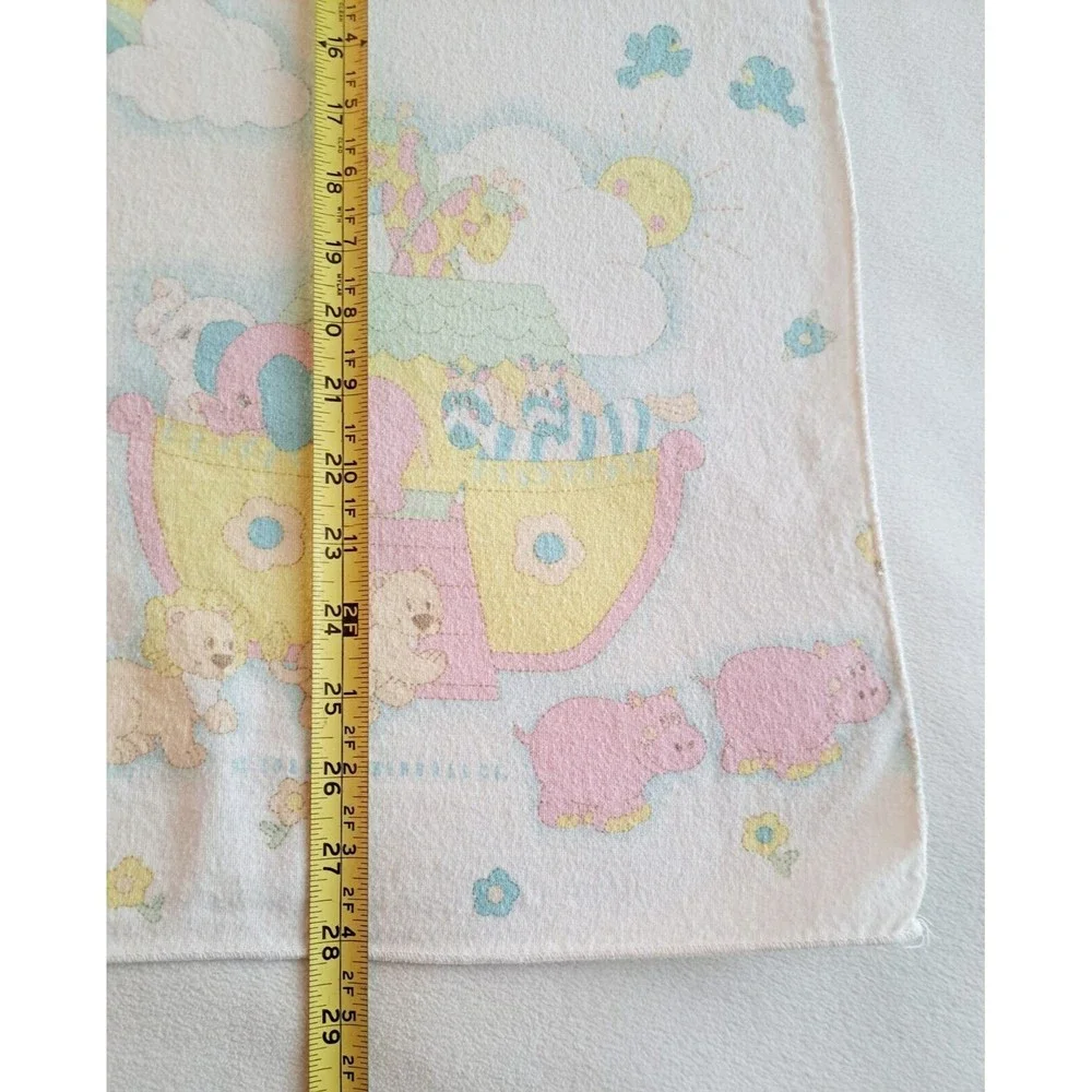 Vintage Noah's Ark‎ Baby Receiving Blanket Pastel Colors Vintage Kendall Co.